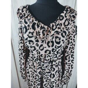 River Island Dress Animal Print Long Sleeve Bling Belt Size 18 XL New With Tag!